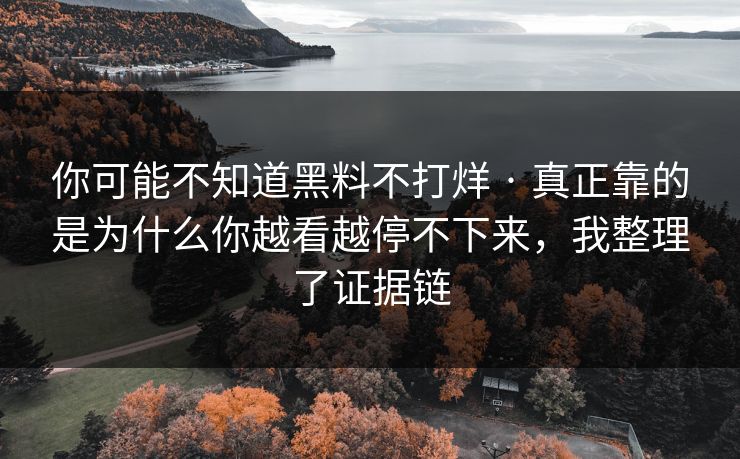 你可能不知道黑料不打烊 · 真正靠的是为什么你越看越停不下来，我整理了证据链